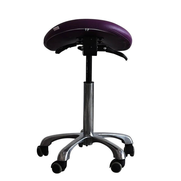 Small Hydraulic Saddle Shape Rolling Stool with Tilt-able Seat – Rust Orange - Sit Healthier