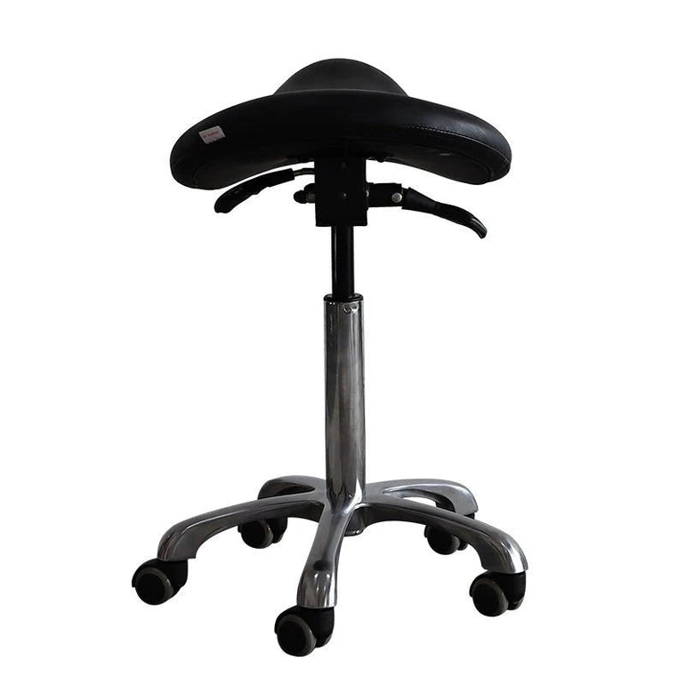 Small Hydraulic Saddle Shape Rolling Stool with Tilt-able Seat – Rust Orange - Sit Healthier