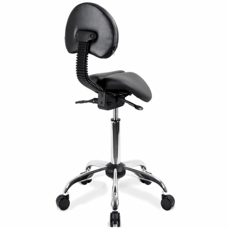 Small USA Patented Twin Tiltable Saddle Stool with Adjustable Backrest and Seat Width - Sit Healthier