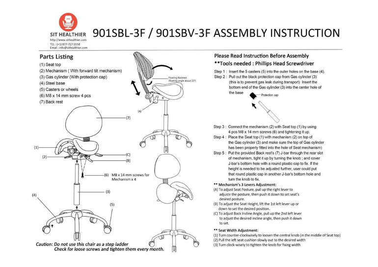 Small USA Patented Twin Tiltable Saddle Stool with Adjustable Backrest and Seat Width - Sit Healthier