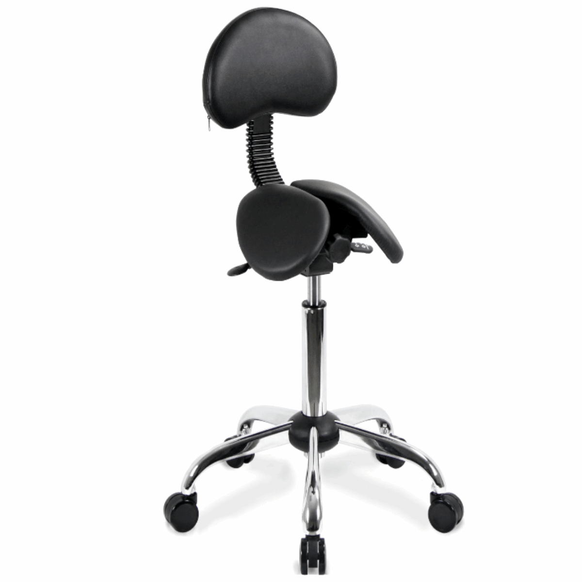 Small USA Patented Twin Tiltable Saddle Stool with Adjustable Backrest and Seat Width - Sit Healthier