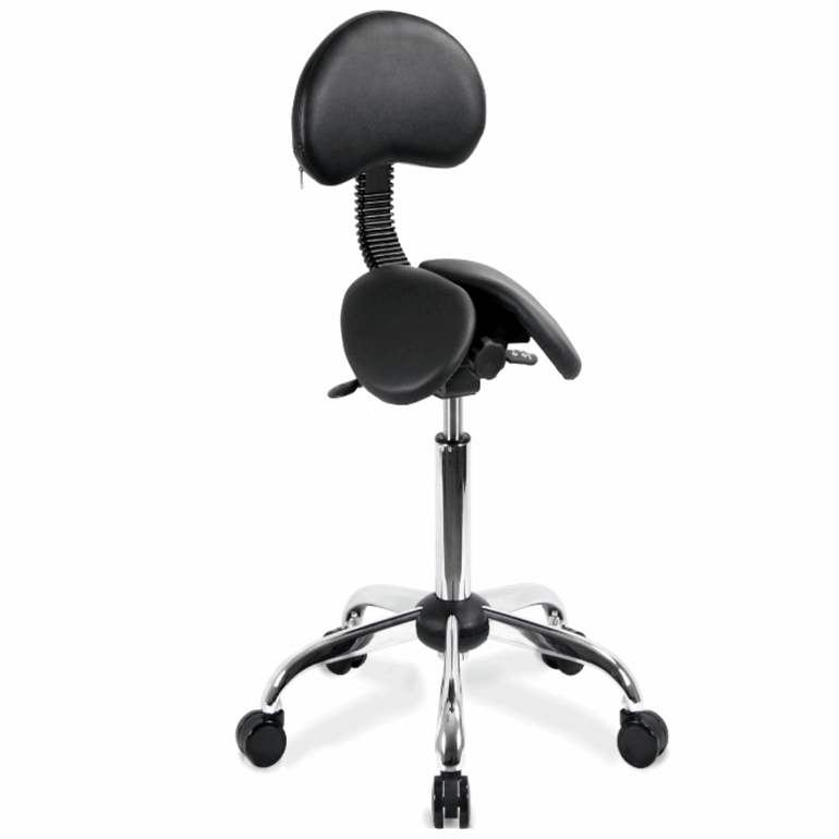 Small USA Patented Twin Tiltable Saddle Stool with Adjustable Backrest and Seat Width - Sit Healthier