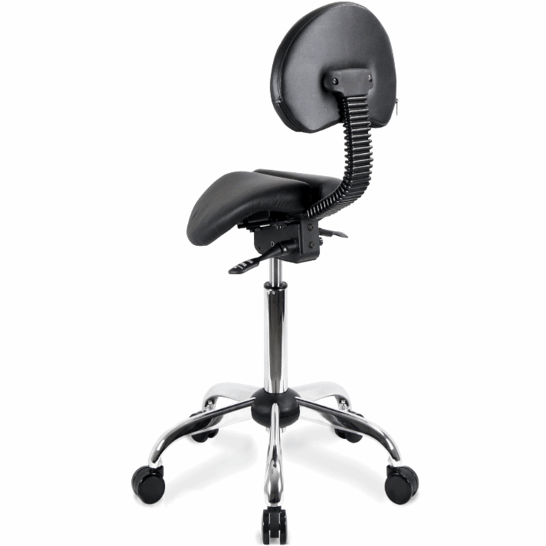 Small USA Patented Twin Tiltable Saddle Stool with Adjustable Backrest and Seat Width - Sit Healthier