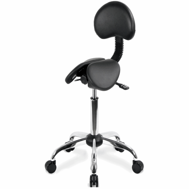 Small USA Patented Twin Tiltable Saddle Stool with Adjustable Backrest and Seat Width - Sit Healthier