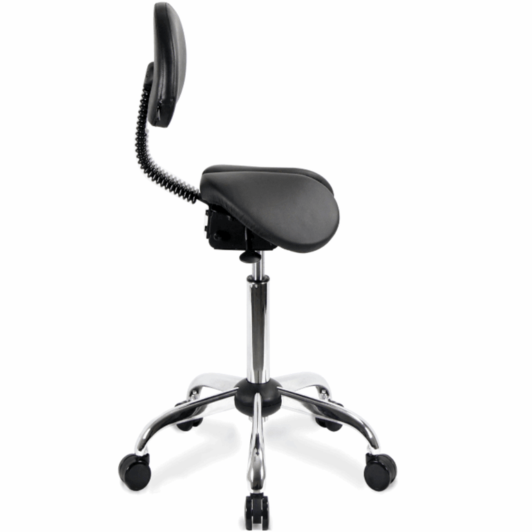 Small USA Patented Twin Tiltable Saddle Stool with Adjustable Backrest and Seat Width - Sit Healthier