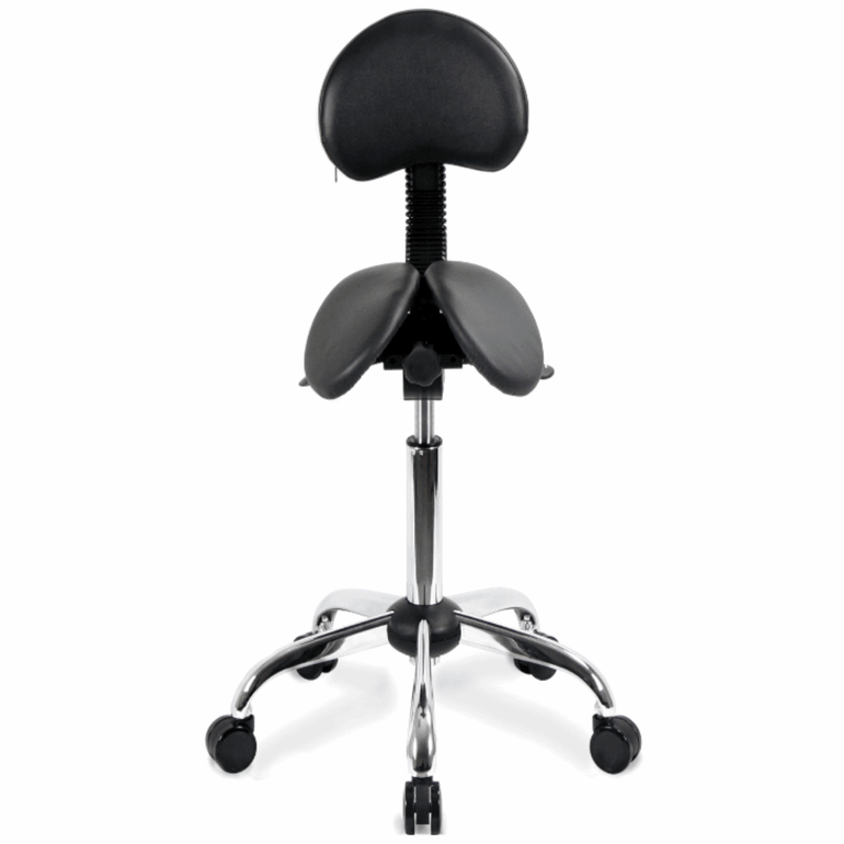 Small USA Patented Twin Tiltable Saddle Stool with Adjustable Backrest and Seat Width - Sit Healthier