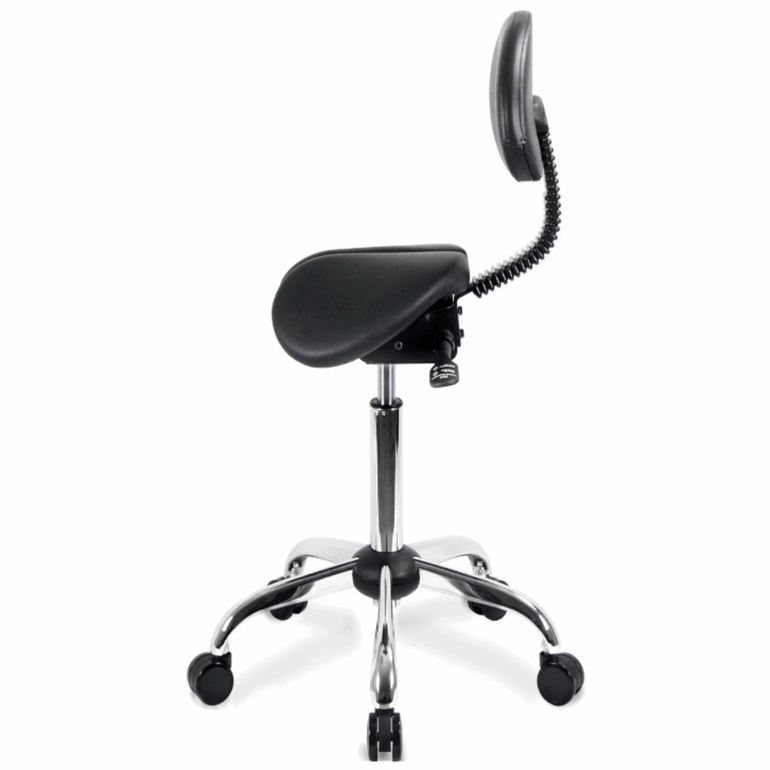 Small USA Patented Twin Tiltable Saddle Stool with Adjustable Backrest and Seat Width - Sit Healthier