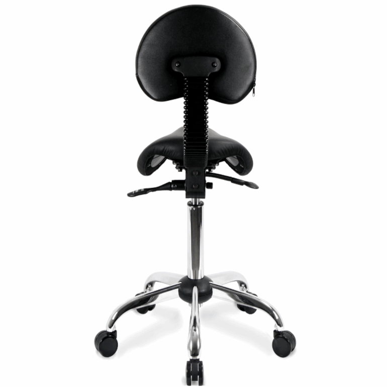 Small USA Patented Twin Tiltable Saddle Stool with Adjustable Backrest and Seat Width - Sit Healthier