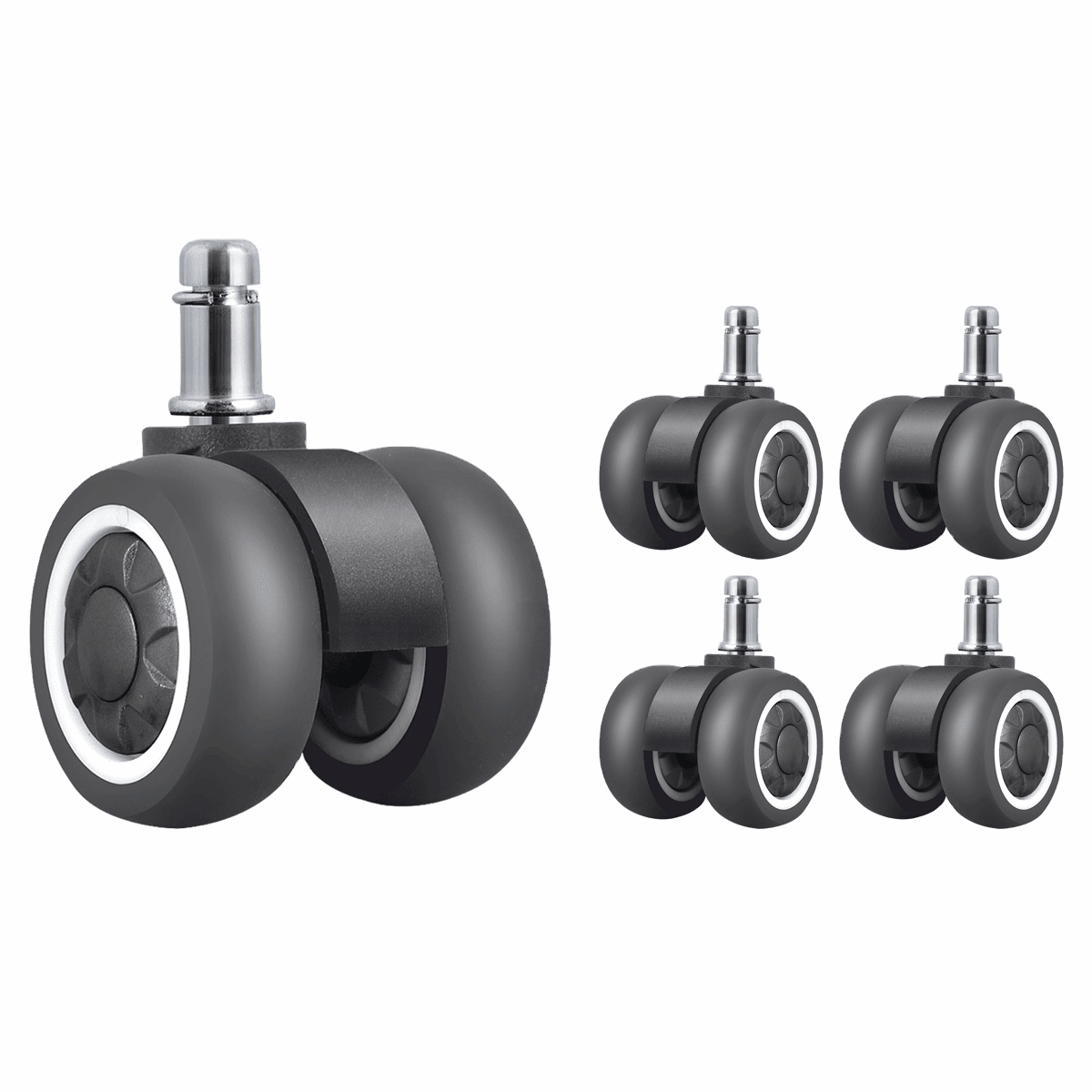 SmoothGlide 2" (50mm) Soft Dual Caster (SET of 5) - Sit Healthier