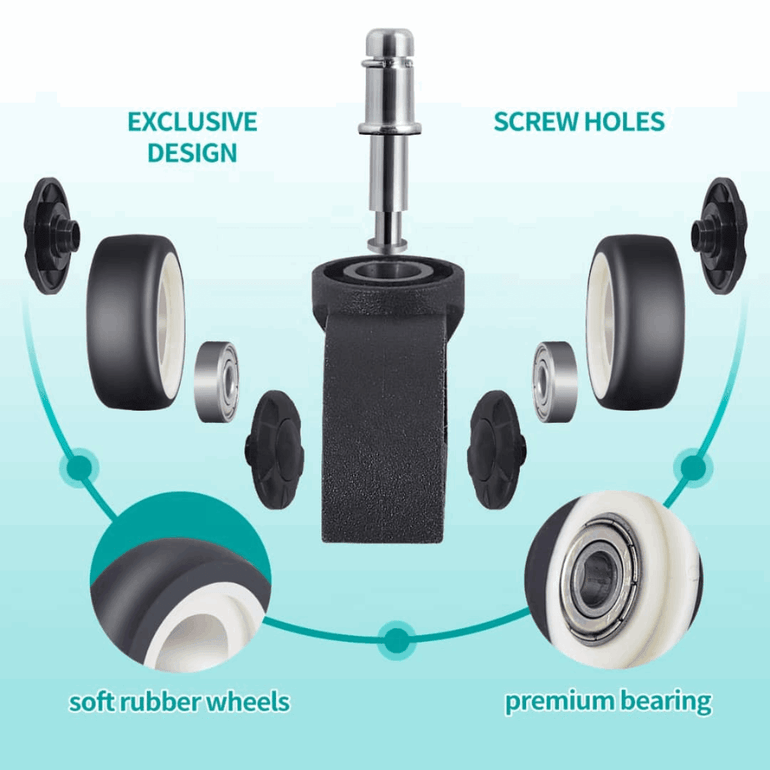 SmoothGlide 2" (50mm) Soft Dual Caster (SET of 5) - Sit Healthier
