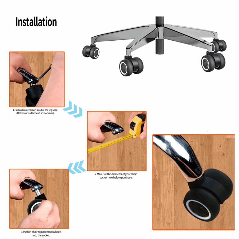 SmoothGlide 2" (50mm) Soft Dual Caster (SET of 5) - Sit Healthier