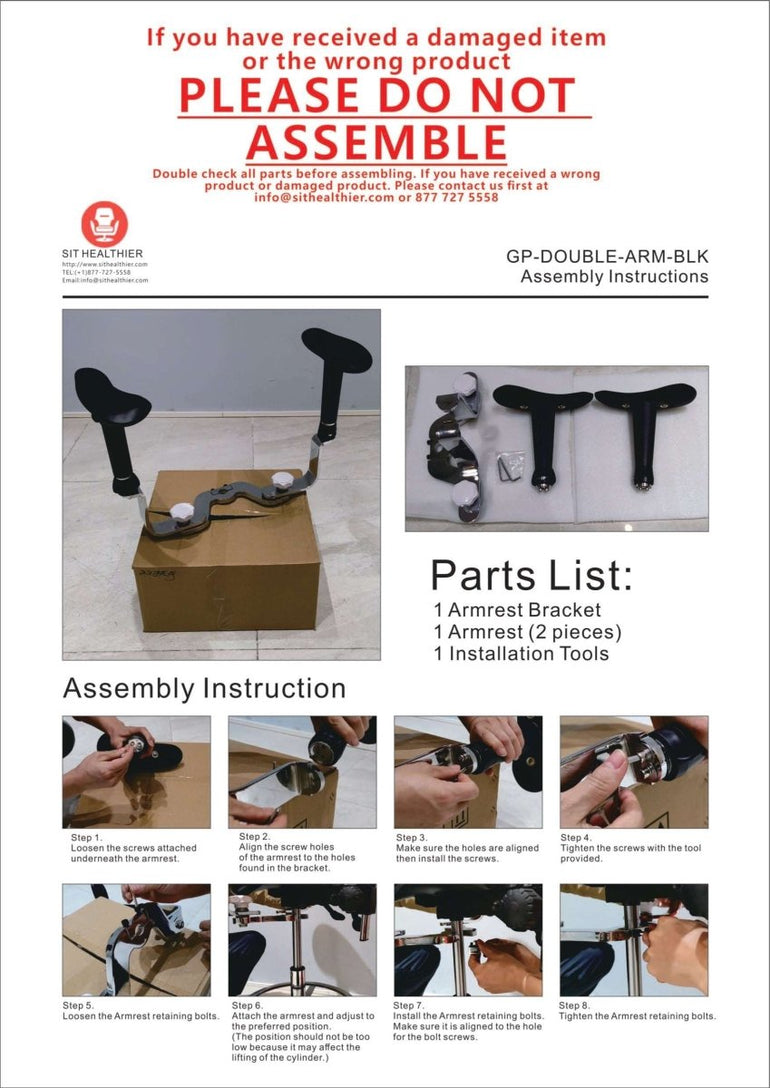 Swing-out Armrests/Elbow Supports for Both Hands (Curved) - Sit Healthier