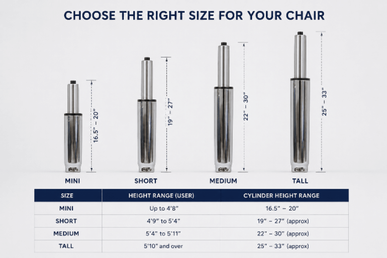 Tall Cylinder or Gas Lift for Kanewell Chairs - Sit Healthier