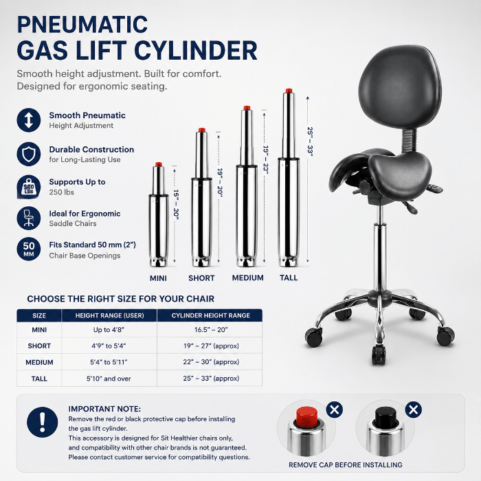 Tall Cylinder or Gas Lift for Kanewell Chairs - Sit Healthier