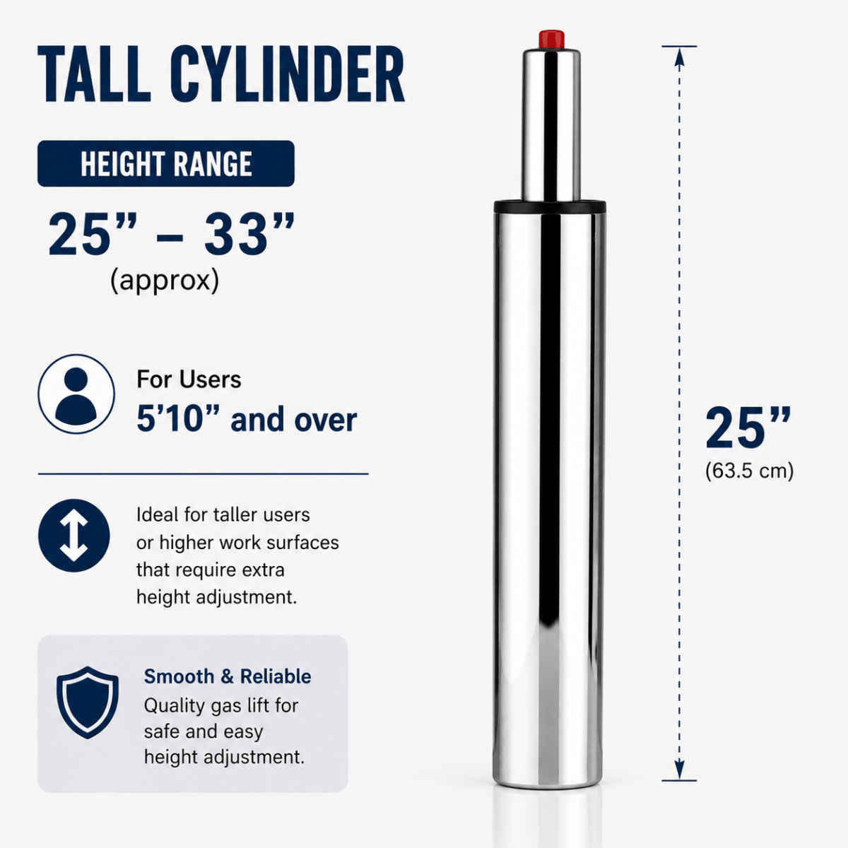 Tall Cylinder or Gas Lift for Kanewell Chairs - Sit Healthier