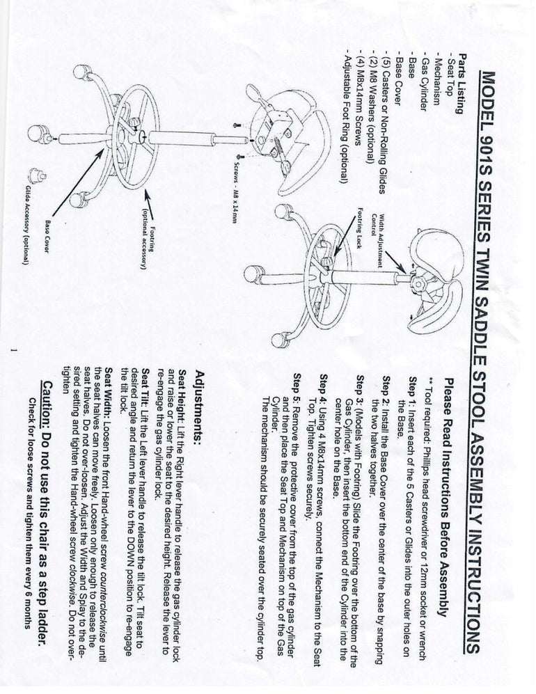 USA Patented Twin Adjustable Saddle Stool with FootRing by Kanewell - Sit Healthier