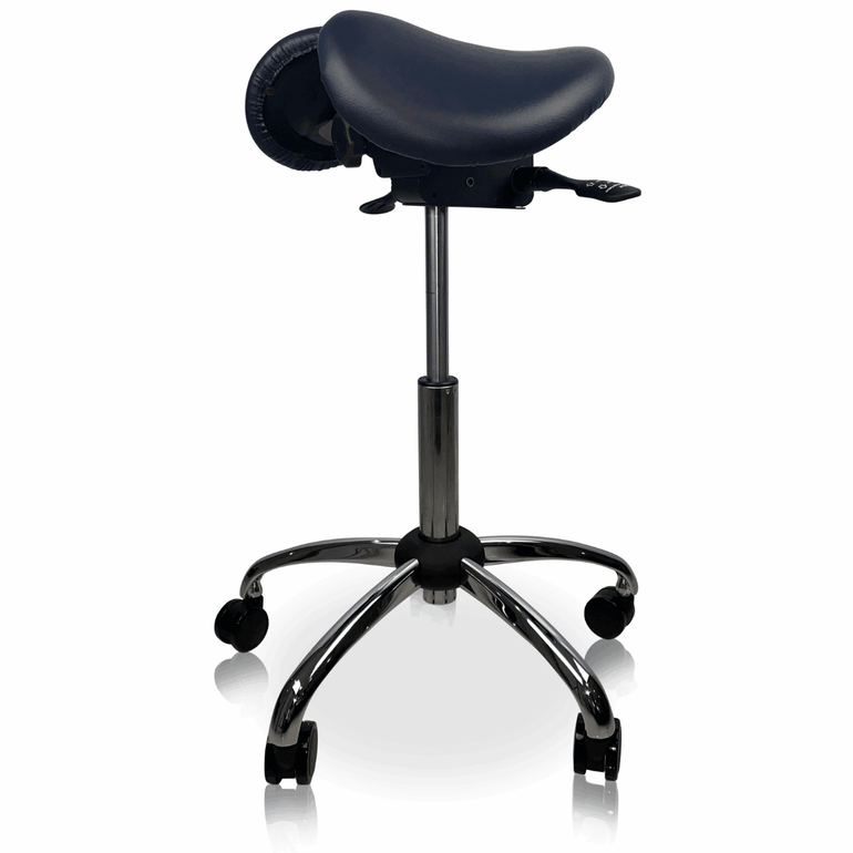USA Patented Twin Tiltable Saddle Stool with Adjustable Seat Width and Center Gap [GENUINE LEATHER] - Sit Healthier