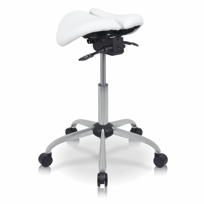 USA Patented Twin Tiltable Saddle Stool with Adjustable Seat Width and Center Gap [GENUINE LEATHER] - Sit Healthier