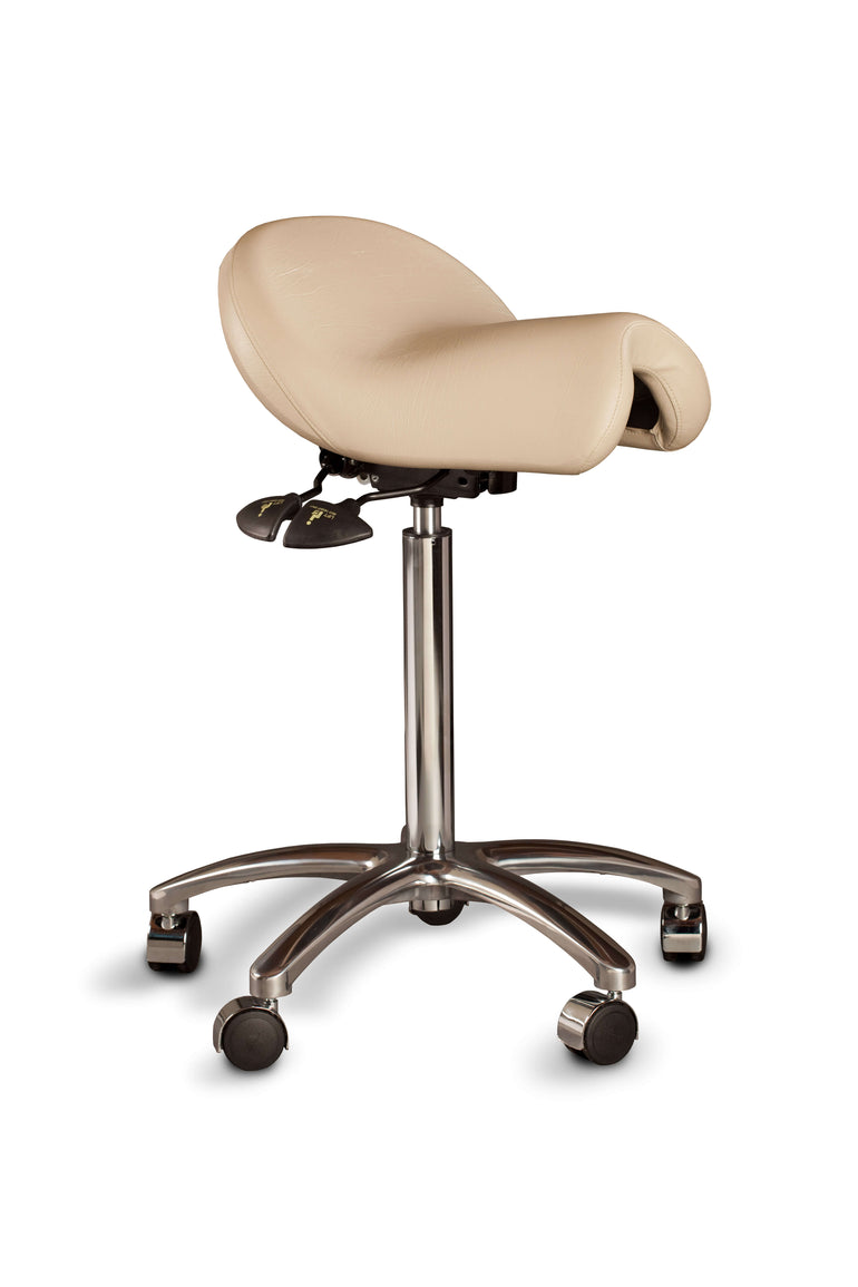 Bambach Ergonomic Saddle Stool with Back Rest and Swing Arm | Sit Healthier