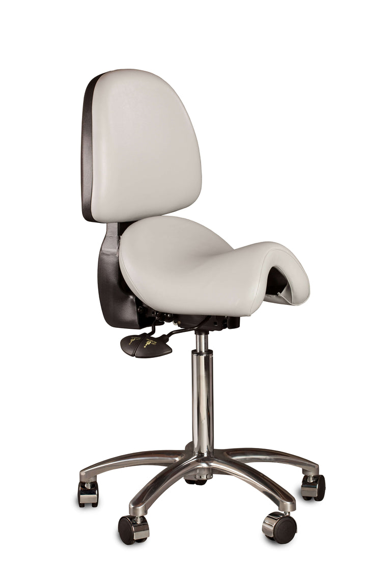 Bambach Ergonomic Saddle Stool with Back Rest and Swing Arm | Sit Healthier