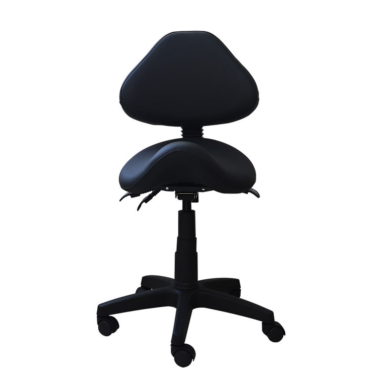 Small Saddle Shape Stool with Adjustable Back Support and Tilt-able Seat | Sit Healthier