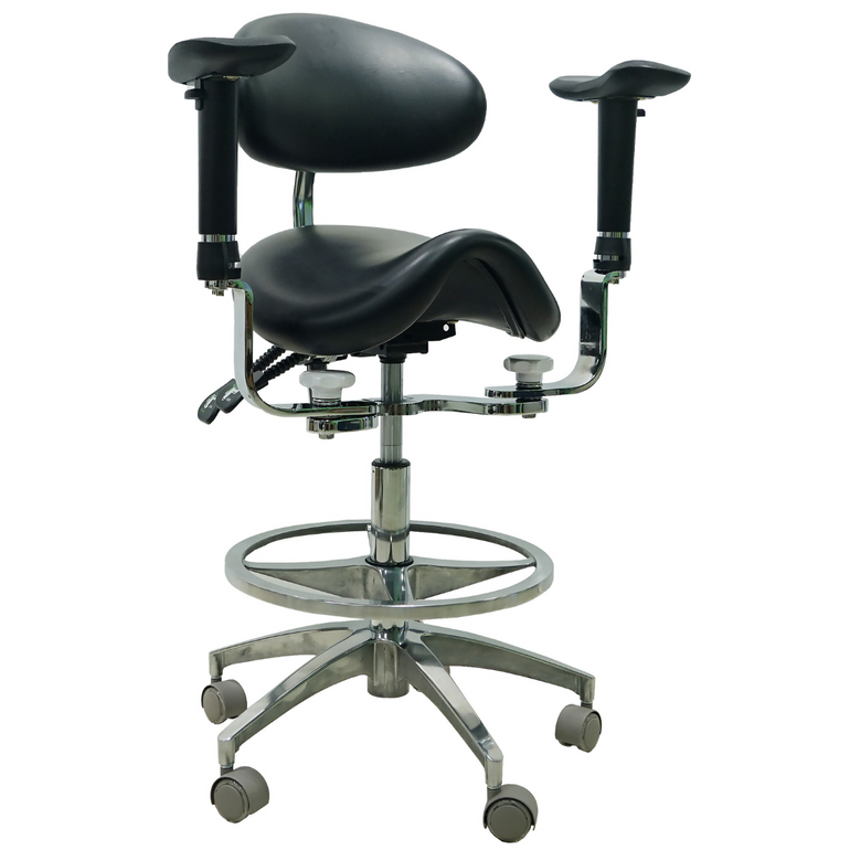 Saddle Style Dental Assistant Stool with Swing-out Armrests/Elbow Supports | Sit Healthier