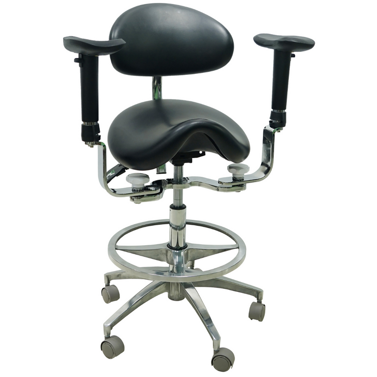 Saddle Style Dental Assistant Stool with Swing-out Armrests/Elbow Supports | Sit Healthier