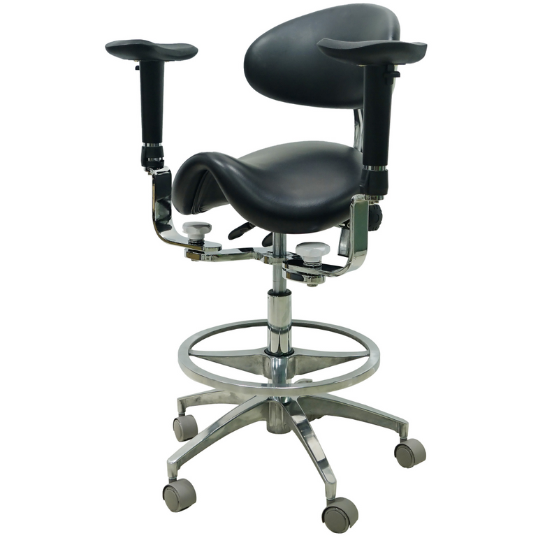 Saddle Style Dental Assistant Stool with Swing-out Armrests/Elbow Supports | Sit Healthier