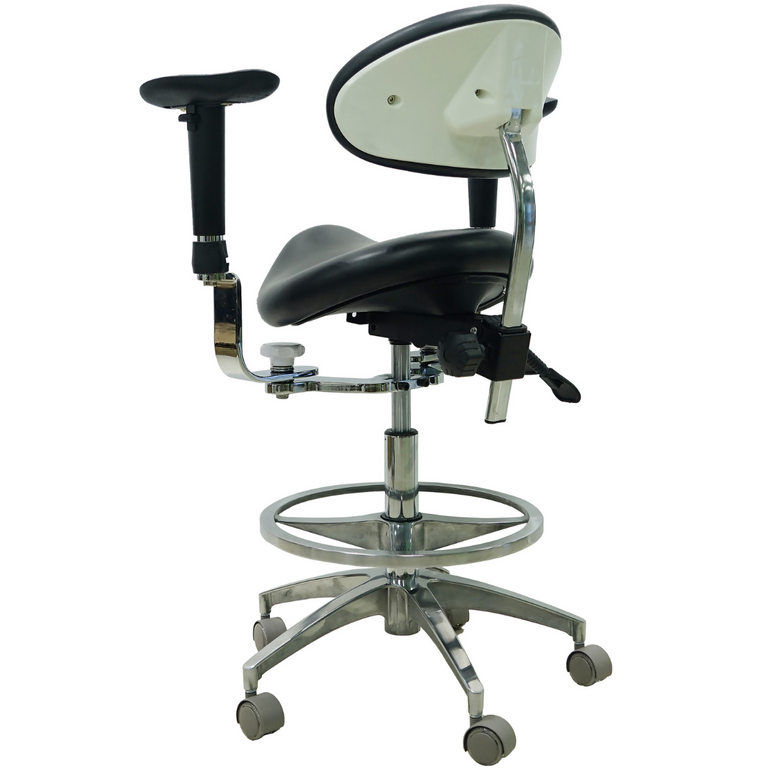 Saddle Style Dental Assistant Stool with Swing-out Armrests/Elbow Supports | Sit Healthier