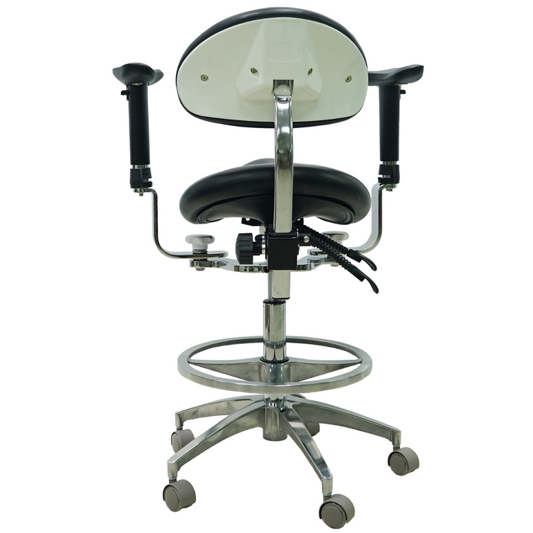 Saddle Style Dental Assistant Stool with Swing-out Armrests/Elbow Supports | Sit Healthier