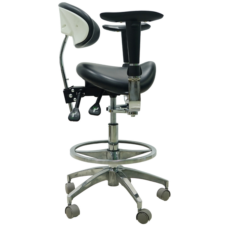 Saddle Style Dental Assistant Stool with Swing-out Armrests/Elbow Supports | Sit Healthier