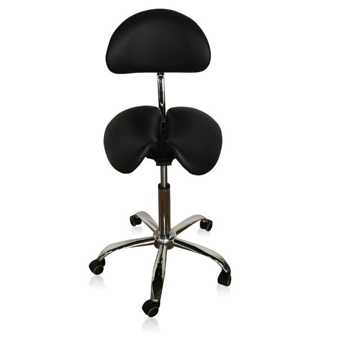 Saddle Style Split Seat Saddle Chair or Stool with Backrest | Sit Healthier