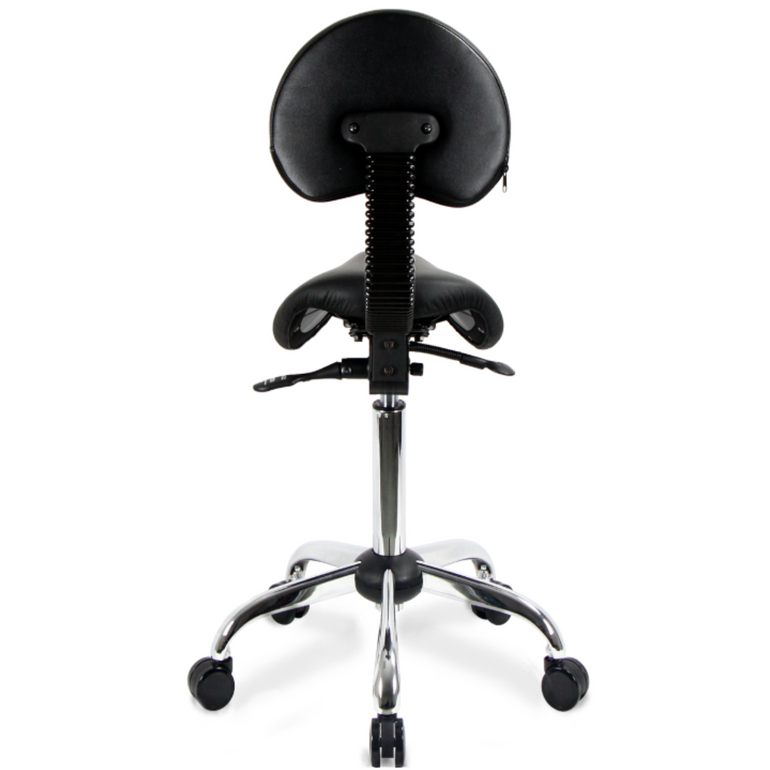 Small USA Patented Twin Tiltable Saddle Stool with Adjustable Backrest and Seat Width | Sit Healthier