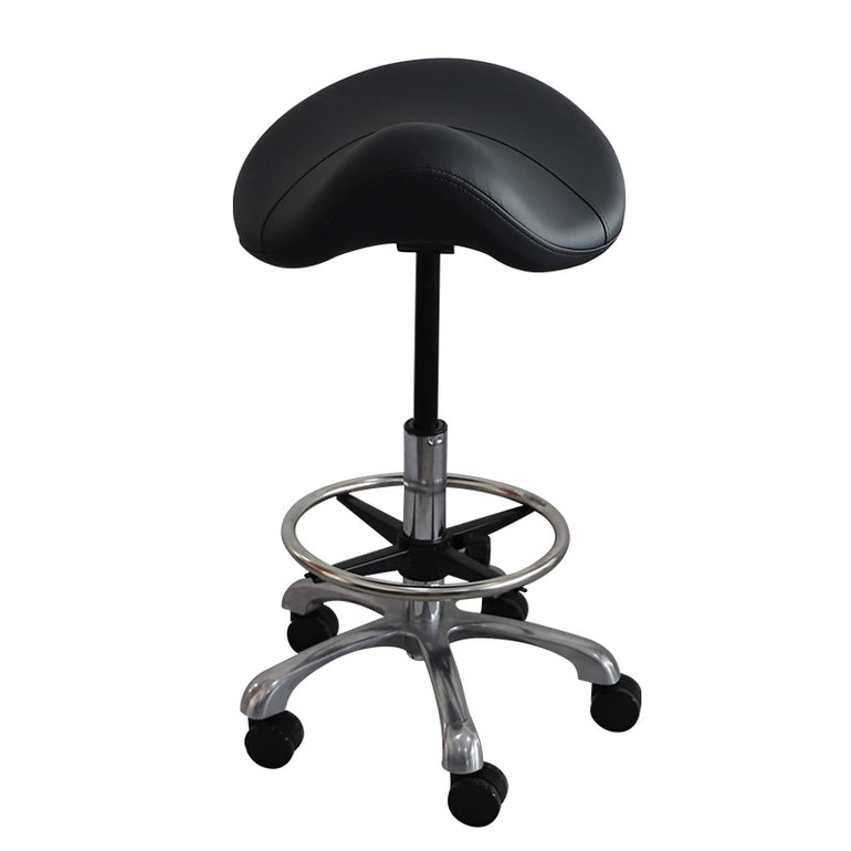 Hydraulic Saddle Shape Rolling Stool with Tilt-able Seat & FootRest | Sit Healthier