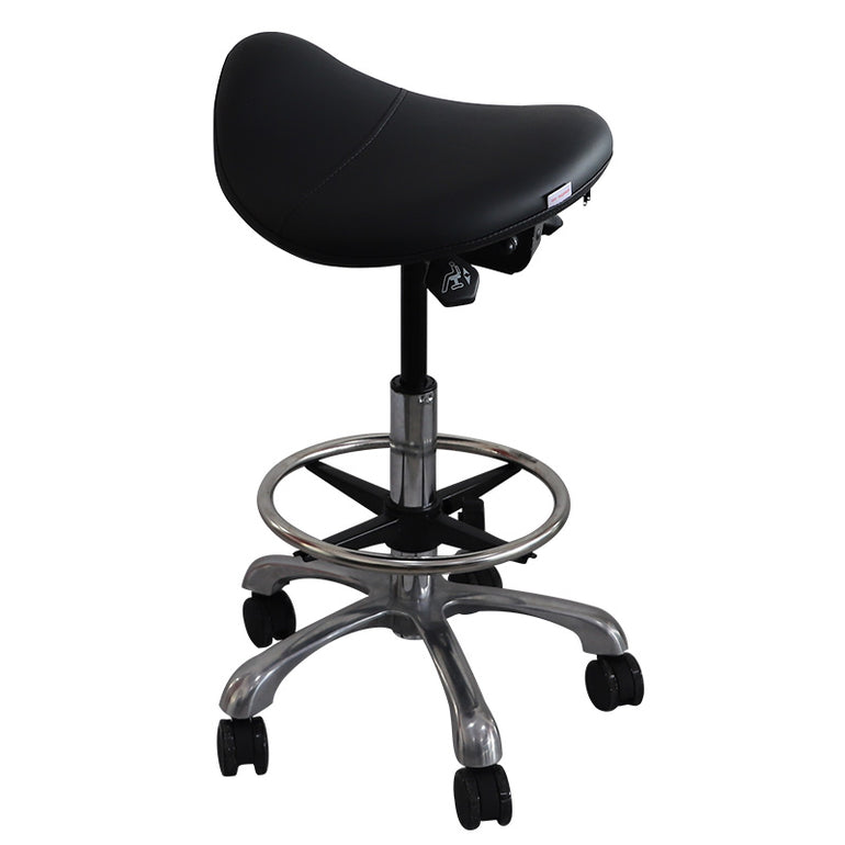 Hydraulic Saddle Shape Rolling Stool with Tilt-able Seat & FootRest | Sit Healthier