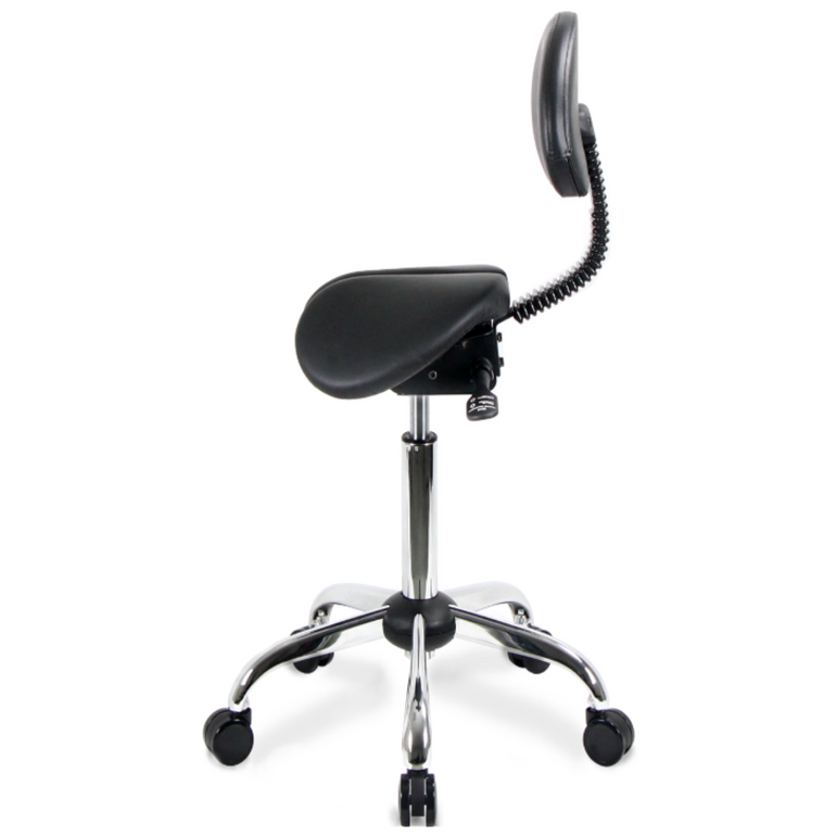 Small USA Patented Twin Tiltable Saddle Stool with Adjustable Backrest and Seat Width | Sit Healthier