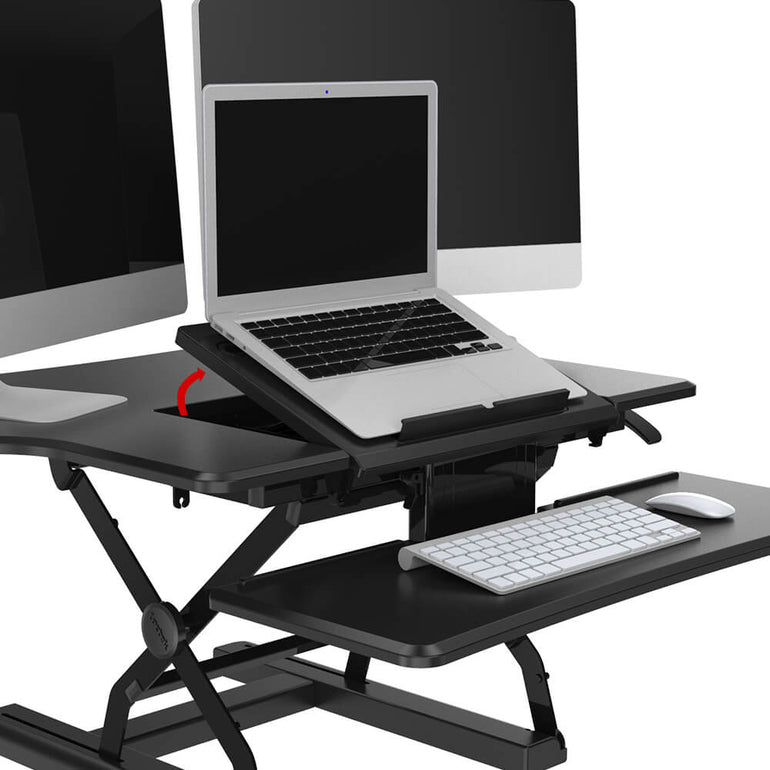 36" Ergonomic Sit-Stand Desk Converter with Adjustable Keyboard Tray - Sit Healthier