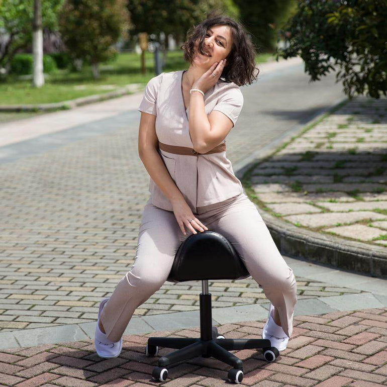 Hydraulic Ergonomic Swivel Saddle Stool | sithealthier.com