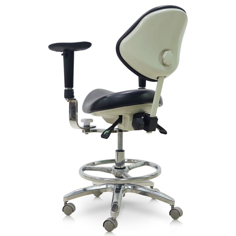 Saddle Style Dental Assistant Stool with Swing-out Armrests/Elbow Supports | Sit Healthier