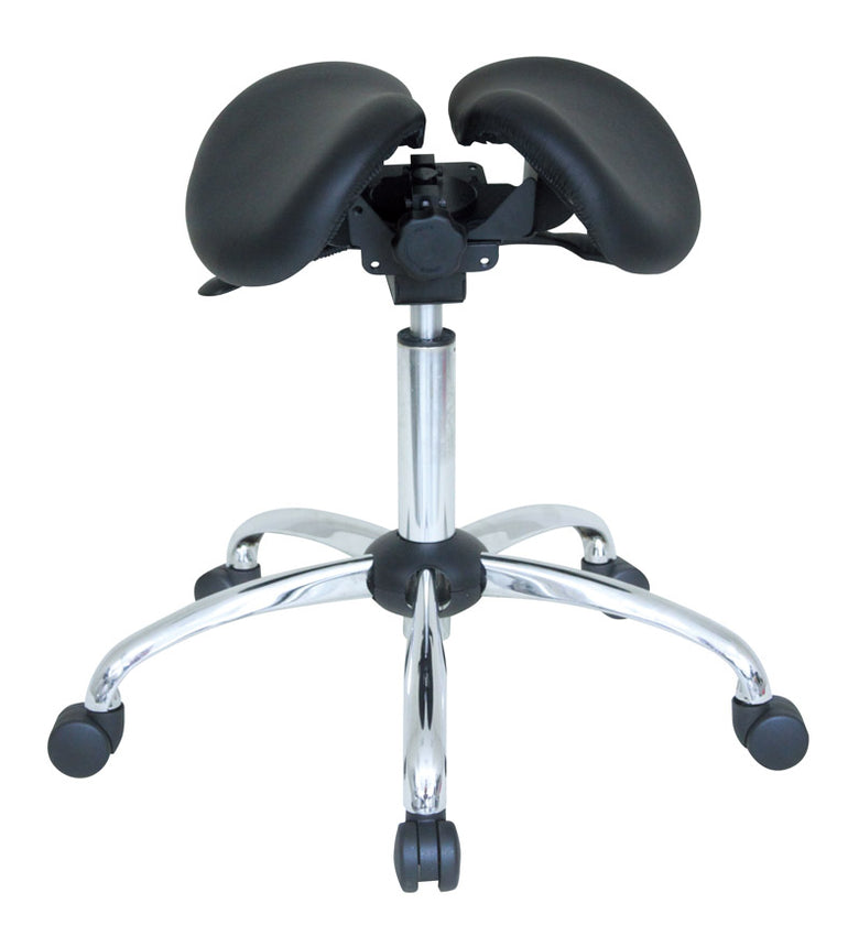 USA Patent Twin Adjustable Ergonomic Saddle Stool with Tilt-Able Seat | Sit Healthier