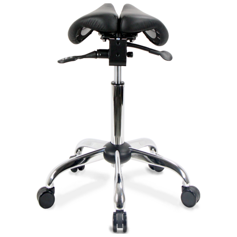 Small USA Patented Twin Tiltable Saddle Stool with Adjustable Seat Width | Sit Heallthier