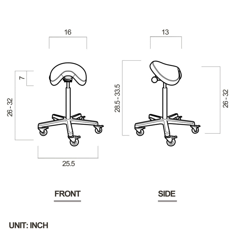 Heavy Duty Ergonomic Saddle Rolling Stool With Tiltable Seat | Sit Healthier