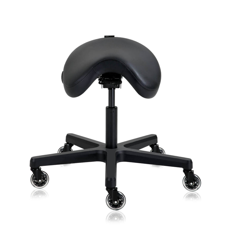 Heavy Duty Ergonomic Saddle Rolling Stool With Tiltable Seat | Sit Healthier