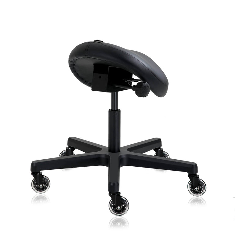 Heavy Duty Ergonomic Saddle Rolling Stool With Tiltable Seat | Sit Healthier