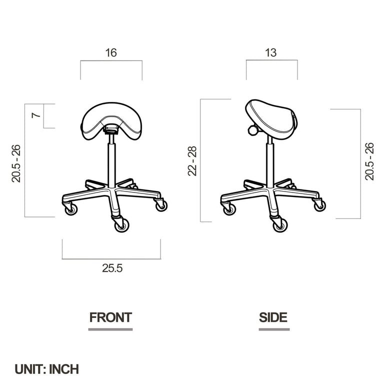 Heavy Duty Ergonomic Saddle Rolling Stool With Tiltable Seat | Sit Healthier