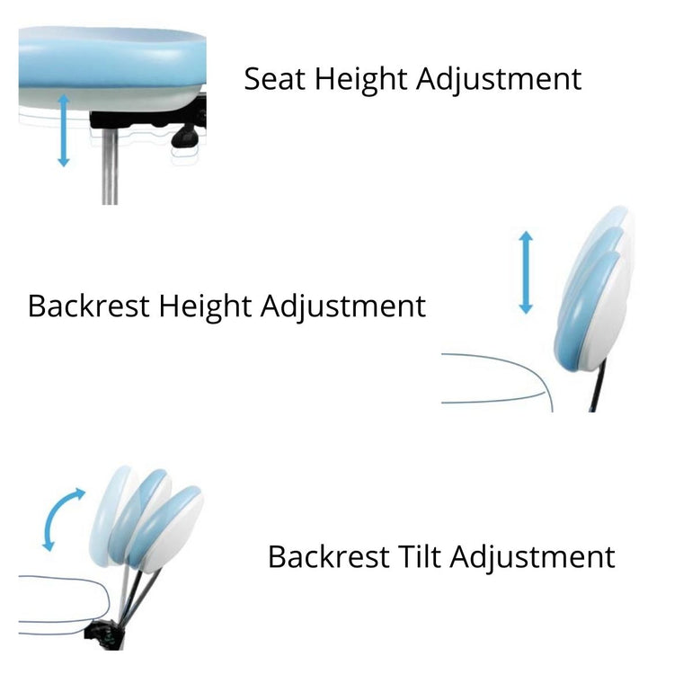 Sit Healthier Ergonomic Medical or Dental Operator Chair with Concave Backrest and Footrest