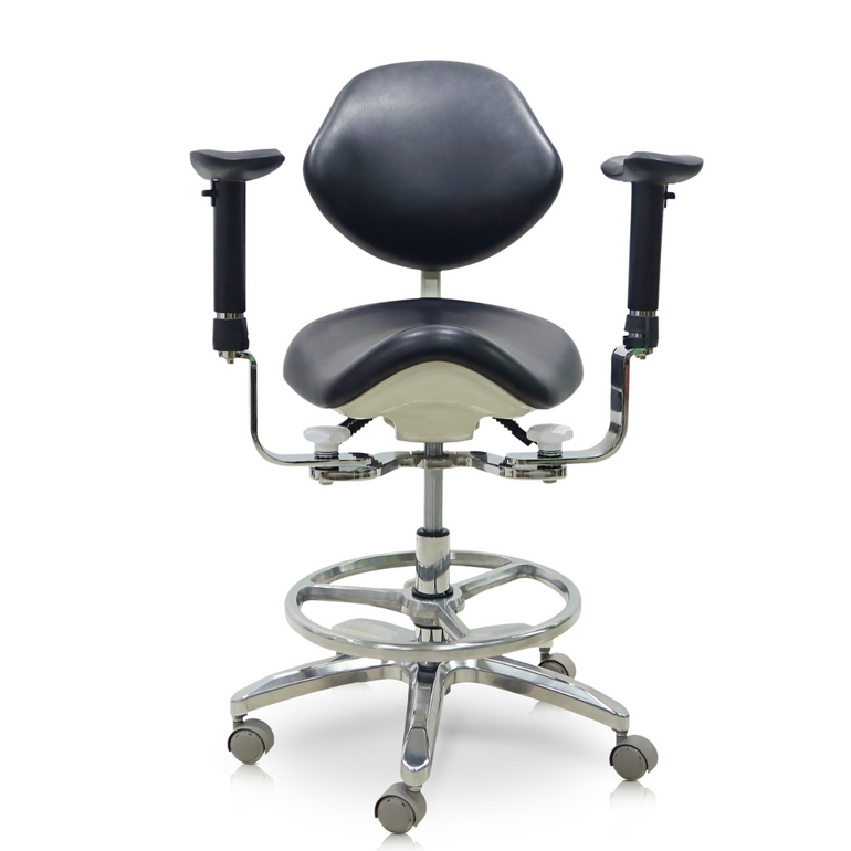 Saddle Style Dental Assistant Stool with Swing-out Armrests/Elbow Supports | Sit Healthier