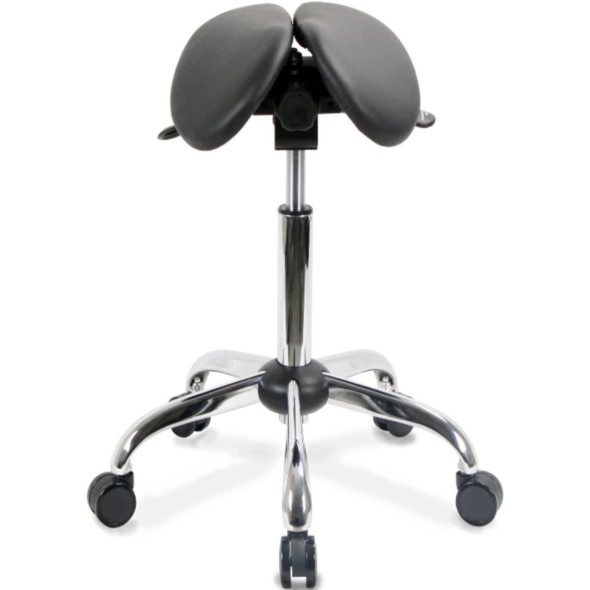 Small USA Patented Twin Tiltable Saddle Stool with Adjustable Seat Width | Sit Heallthier