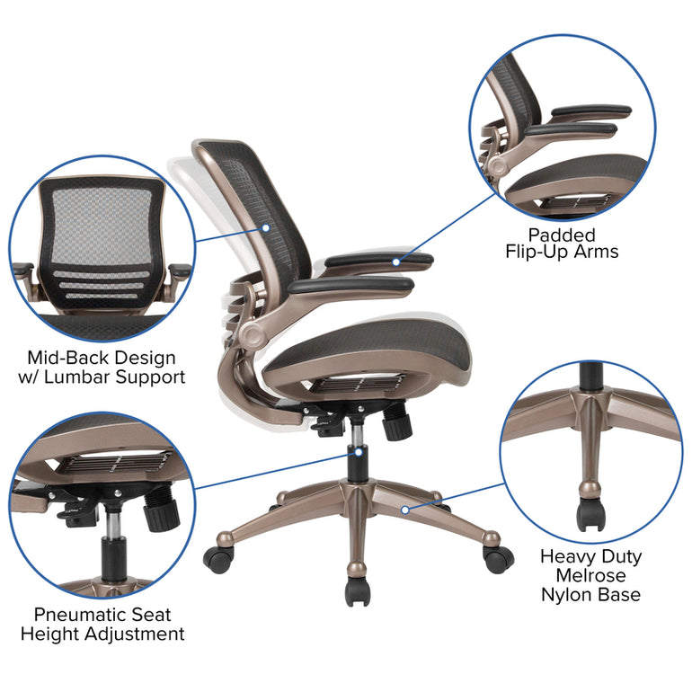 Mid-Back Transparent Mesh Swivel Office Chair | Sit healthier