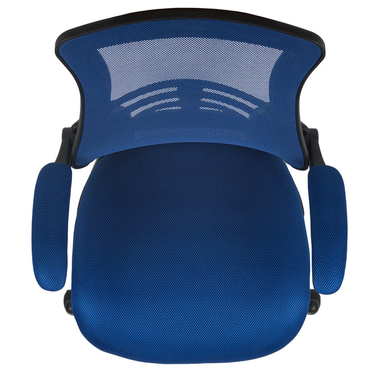 Mid-Back Blue Mesh Swivel Ergonomic Task Office Chair with Flip-Up Arms | Sit Healthier